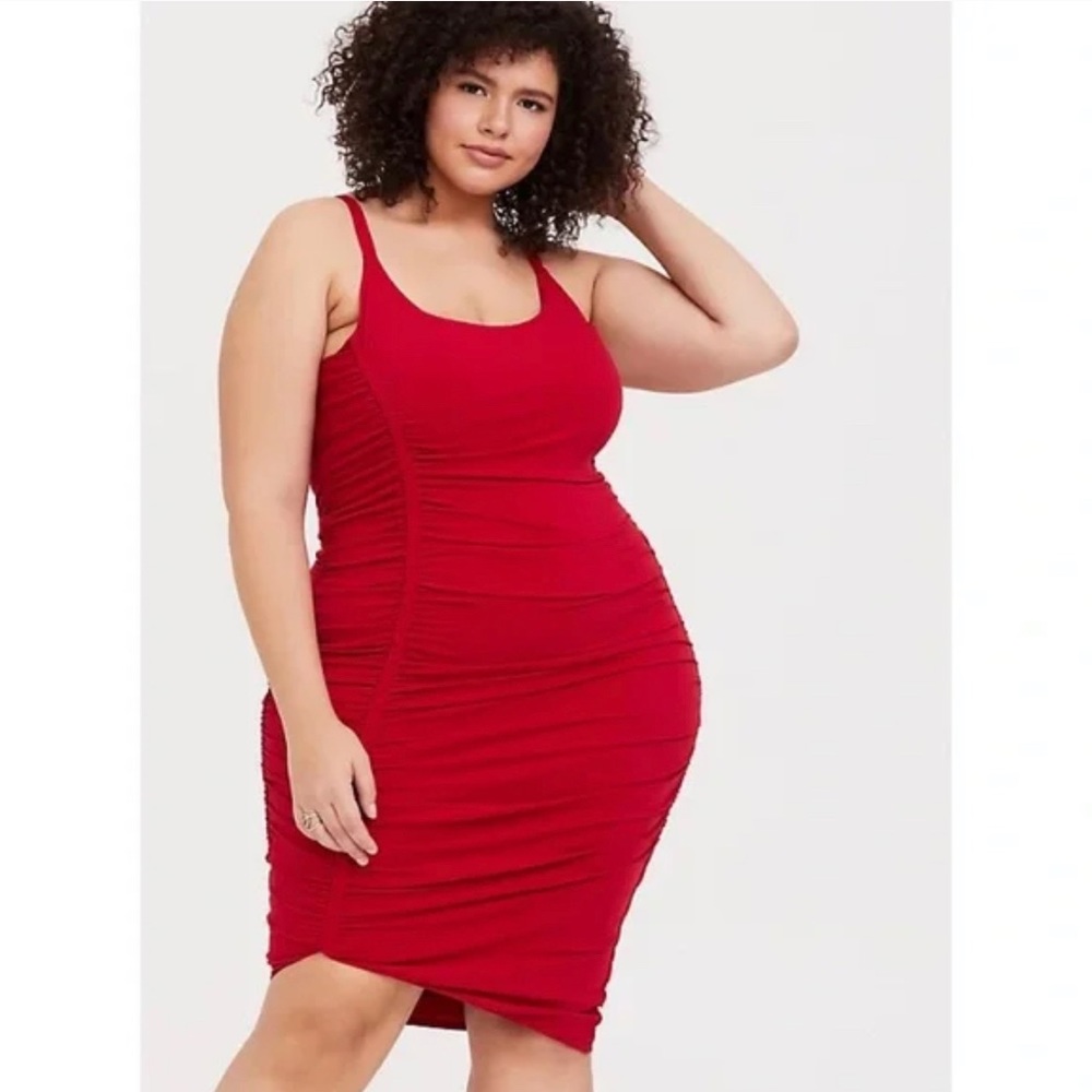 Torrid Ruched Red Bodycon Dress